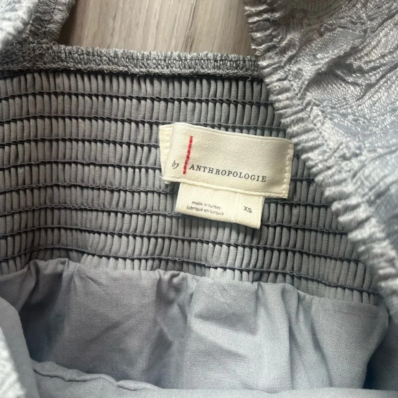 Anthropologie Size XS Silver Textured Puff Sleeve Ribbed Maxi Dress - Picture 4 of 7